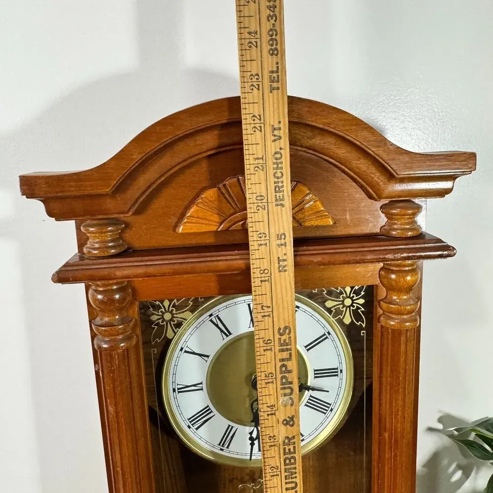 Vintage Grandfather Wall Clock with Pendulum and Chime Quartz 23